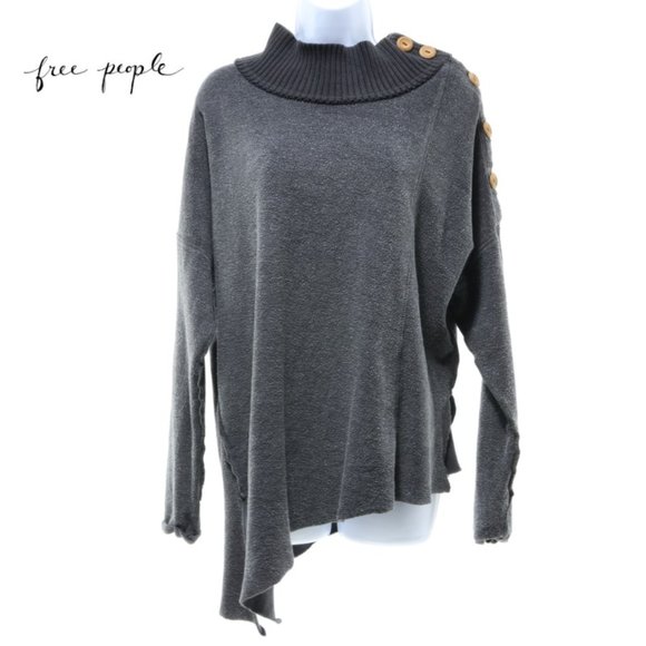 Free People Long Sleeve Asymmetric Bottom Knit Sweater Sweatshirt Size SP - Picture 1 of 11
